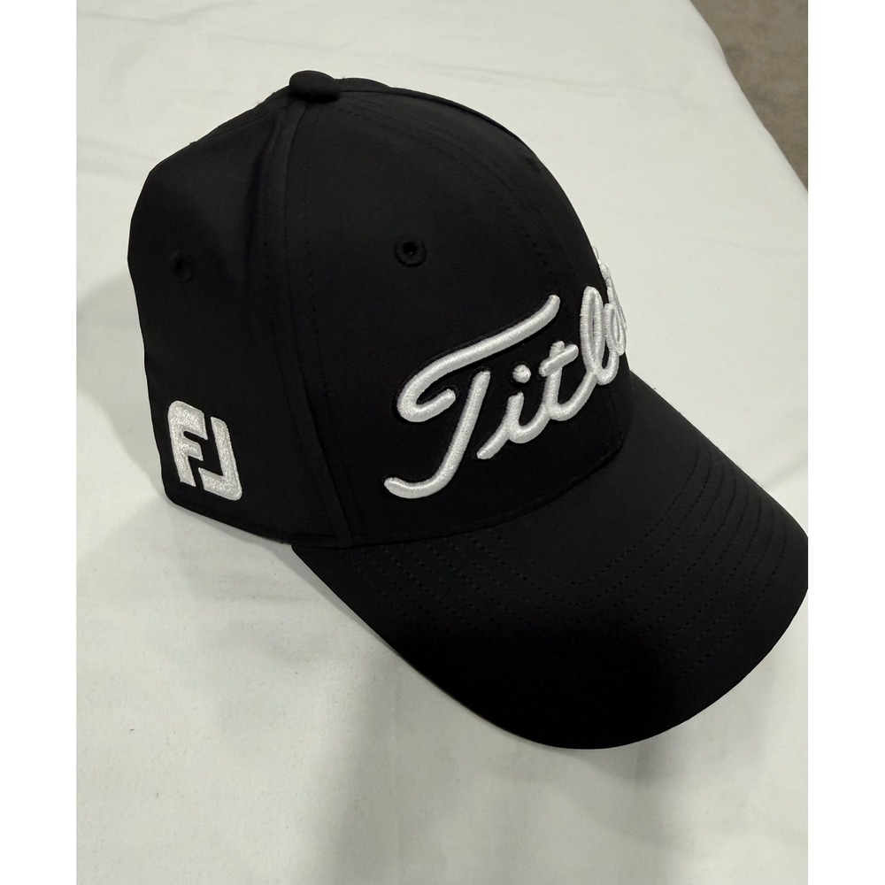Titleist Tour Breezer Adjustable Golf Hat Black Embroidered D.S. Initials NWT